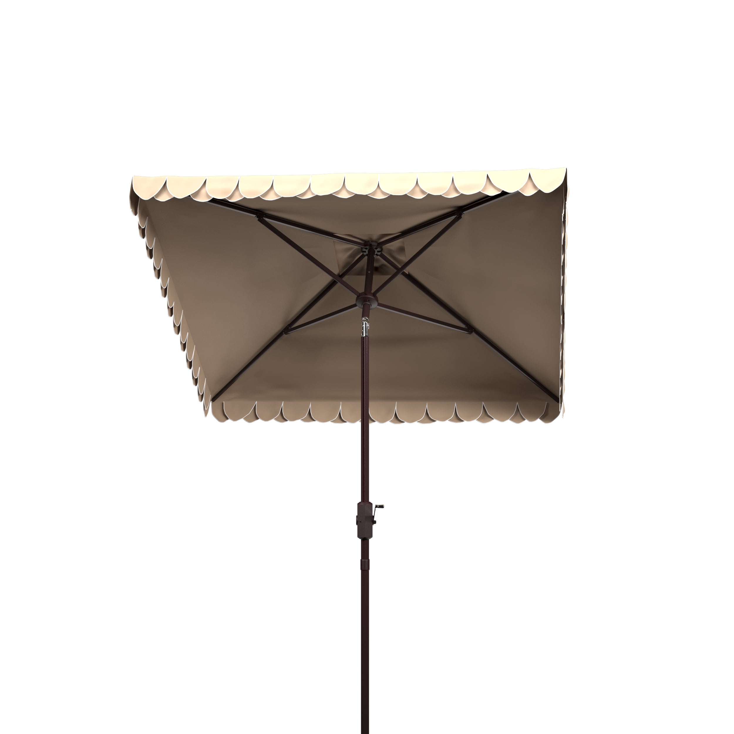 Safavieh Elegant Valance 7.5ft Square Metal/Polyester Umbrella in Beige/White