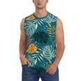 thumbnail image 2 of Goofa Tropical Leaves Printed Men's Sleeveless T-Shirt - Athletic Gym Workout Tank Top for Men - Moisture-Wicking, UPF 30+ Quick-Dry Muscle Tee-Large, 2 of 8