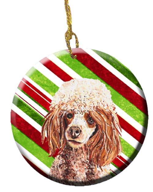 Red Miniature Poodle Candy Cane Christmas Ceramic Ornament - Walmart ...