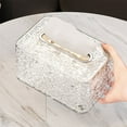 thumbnail image 4 of Clear Plastic Tissue Box Dispenser with Embossed Pattern | Modern Desktop & Tabletop Roll Paper Holder | 1-Pull Bottom Design for Home Office Living Room, 4 of 6