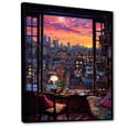 thumbnail image 2 of Designart "Window View of Tokyo at Night I" Landscapes Framed Wall Art - Traditional Pink Japan Bedroom Framed Canvas Wall Art, 2 of 6