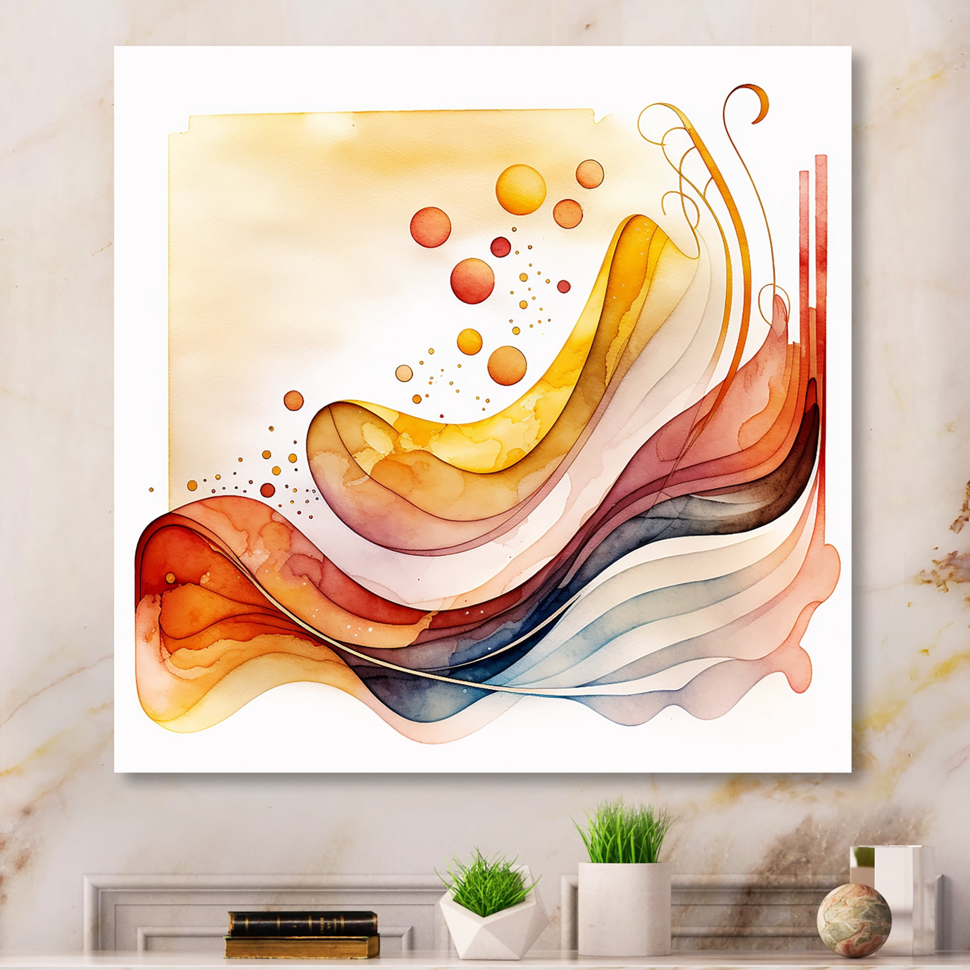 Designart Warm Minimalist Waves Canvas Wall Art