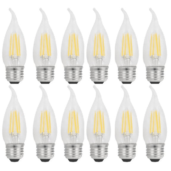 Sylvania 40W B10 TruWave LED Light Bulb, 13 yr, Bent Tip, Daylight, Dimmable, 12 pack