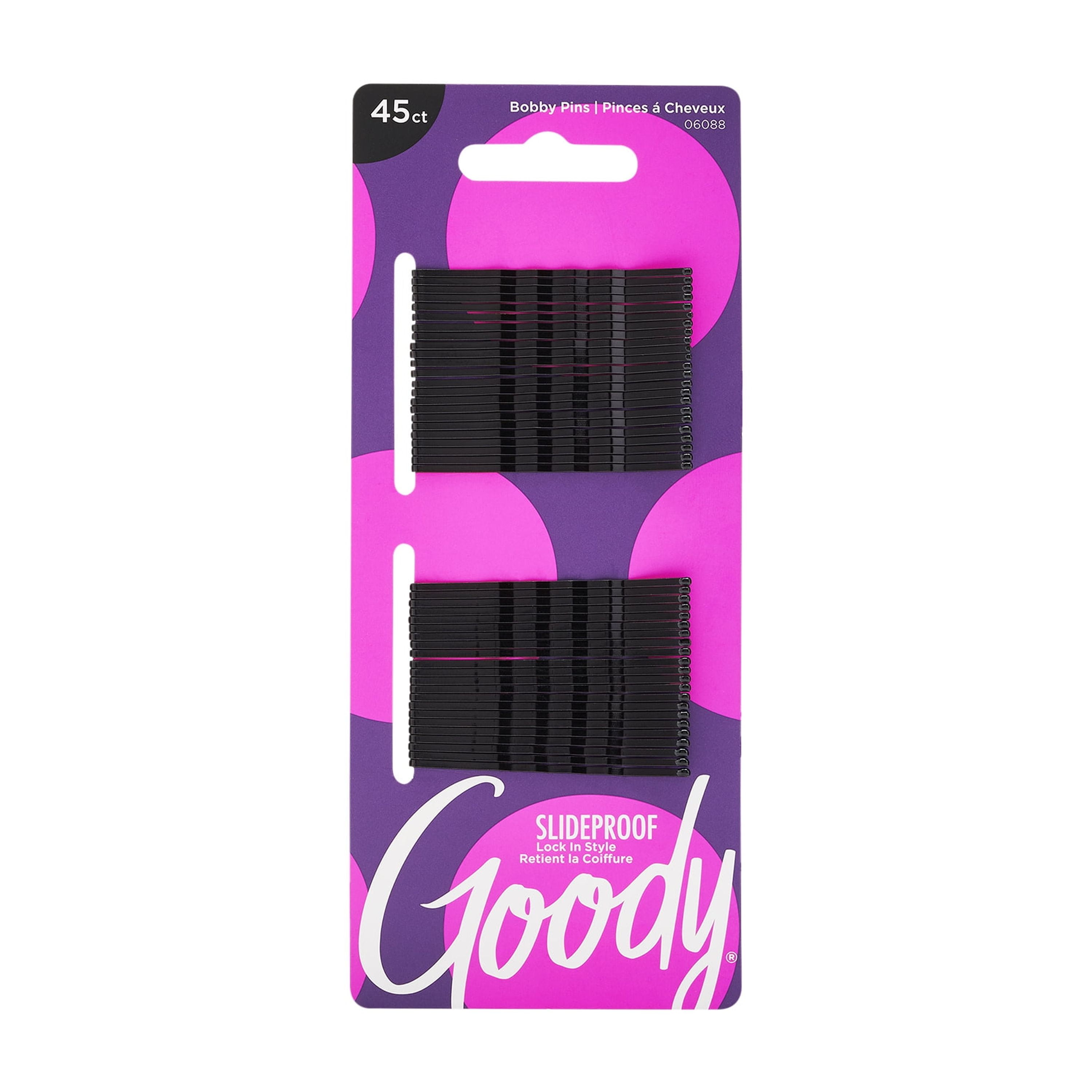 (6 pack) Goody Small Bobby Pins, Hair Pins, Secure Hold for All Ages, Black, 45 Ct