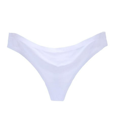 

WGOUP Sexy Women Invisible Underwear Briefs G-Strings Ice Silk Seamless Crotch WH M White(Buy 2 Get 1 Free)