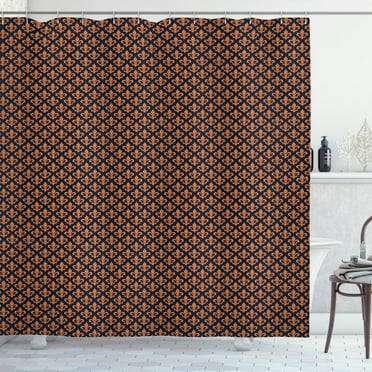 Ambesonne Fleur De Lis Shower Curtain, Orange Heraldic, 69"Wx75"L, Indigo Orange