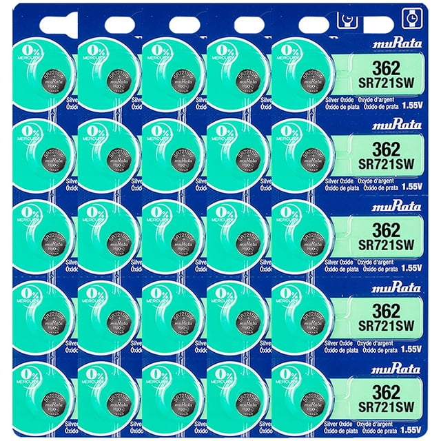 Murata 362 SR721SW Battery 1.55V Silver Oxide Watch Button Cell (25 Batteries)