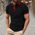 thumbnail image 2 of WRKEKC Mens Pullover Shirts Collared Button Down Plaid Printed Short Sleeve Top for Men Trendy Casual Outings and Office Looks, 2 of 5