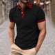 thumbnail image 2 of Mens Manga Corta Botón Abajo Camisas con Bolsillo de Impresión Solapa Cuello Gira Blusa de Suéter, 2 of 5