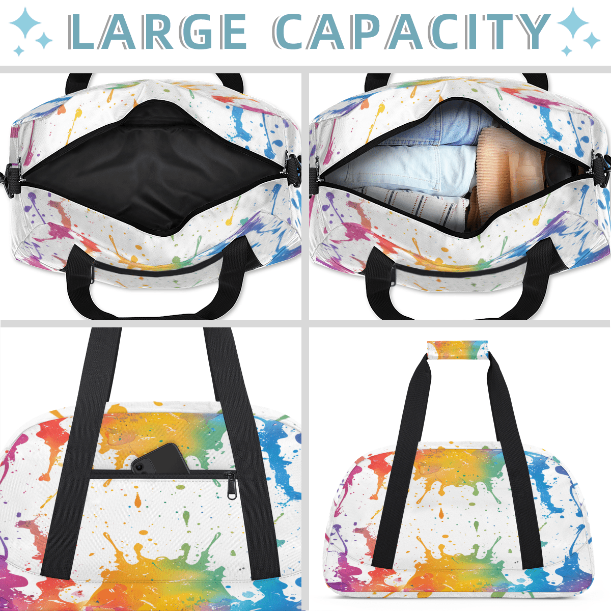Herdesigns Graffiti Sports Duffle Bag for Women & Men, Watercolor Gym Bag Dance Bag Overnight Bag Carry On Weekender Travel Bag