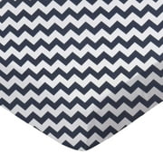 SheetWorld Fitted 100% Cotton Percale Play Yard Sheet Fits BabyBjorn Travel Crib Light 24 x 42, Navy Chevron Zigzag