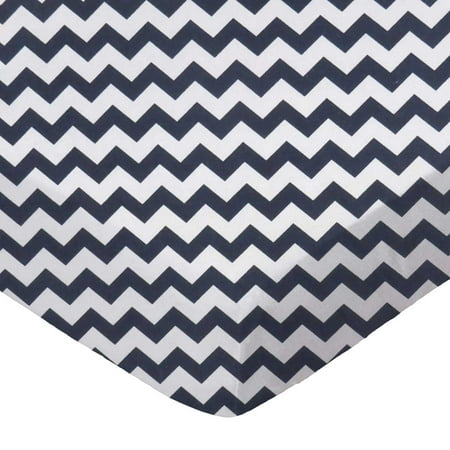 SheetWorld Fitted 100% Cotton Percale Play Yard Sheet Fits BabyBjorn Travel Crib Light 24 x 42, Navy Chevron Zigzag