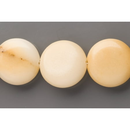 Agate Crystal Stone - Puffed White Agate Flat Round Beads Semi Precious Gemstones Size: 20x20mm Crystal Energy Stone Healing Power for Jewelry Making