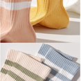 thumbnail image 7 of Womens Athletic Crew Socks 4-Pack Ribbed Knit Design Contrast Double Stripe Stretch Comfort Everyday Fit - 4 pcs-G, 7 of 7