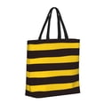 thumbnail image 2 of Sigee Bee Stripe Print Large Capacity Zippered Tote Bag - Durable, Stylish and Versatile for Everyday Use, 2 of 9