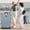 Sky Blue, variant on GDF Studio 5-Piece Front Opening Luggage Set, 20" Carry-On with Cup Holder & USB, 24/28" Expandable Spinners, Grey Green