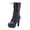 Dark Blue, variant on Black Ladies Ankle Boots High Heel Laced Buckle Strap Stylish Versatile Comfortable Footwear Suitable For Fall Winter Daily Casual And Outdoor Wear Size 36