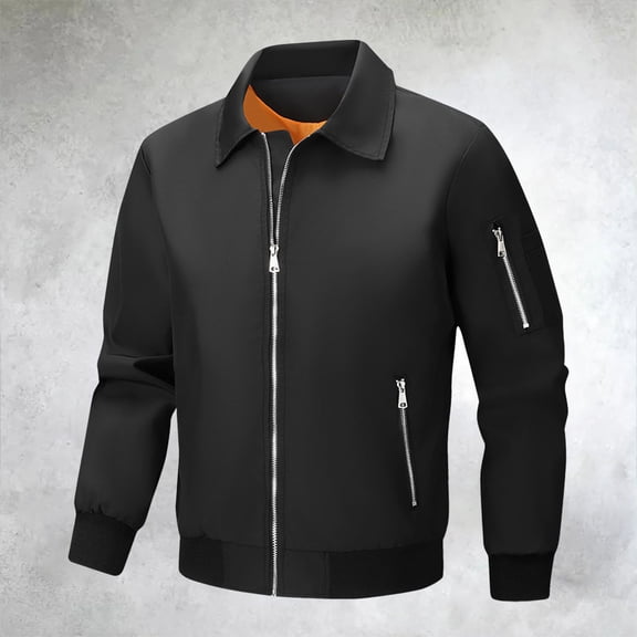 Letdown Men's Bomber Jacket Lightweight Casual Windbreaker Zip Up Padded Coats Fashion Windproof Coat Spring Fall Varsity