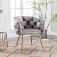 thumbnail image 3 of LoLado Velvet Dining Chairs, Modern Accent Chairs with Gold Metal Legs for Dining Room Kitchen Vanity Living Room (Gray), 3 of 12