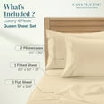thumbnail image 3 of Casa Platino 100% Egyptian Cotton Sheets Bed Set Queen Size – Ultra-Soft Hotel Luxury Comfort with 15" Deep Pocket Queen Sheets, Fade Resistant, Machine Washable – Ivory, 3 of 8