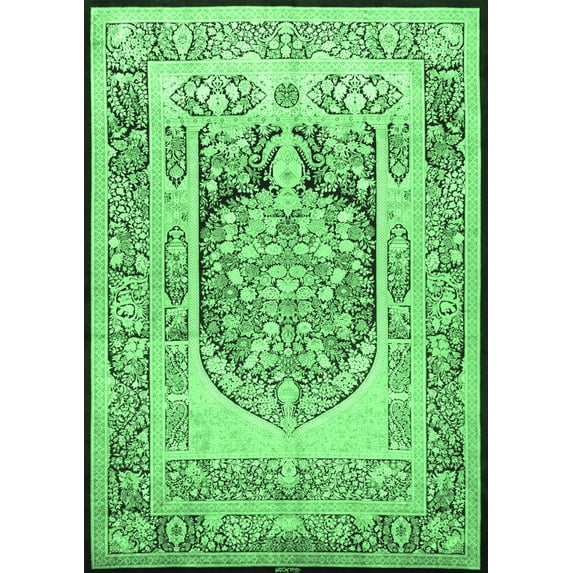 Ahgly Company Indoor Rectangle Persian Emerald Green Traditional Area Rugs, 4' x 6'