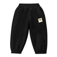 thumbnail image 3 of Piuwrlz Teen Boys Black Sweatpants Cotton Jogger Pants Plush Relaxed Fit Pant Black Size 9 Years, 3 of 6