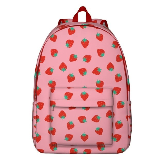 Sac à Dos d'École J'adore les Fraises, Sac à Dos de Voyage Léger à Motif de Baies Rouges Fruitées avec Port Confortable pour Femmes et Ados
