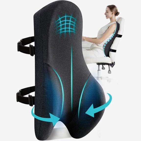 JOGGEIL High Back Support for Office Chair Fully Support Entire Back for Comfort,Pain Relief and Posture Improved- Memory Foam Lumbar Support Pillow for Office Chair,Recliner,Dark gray