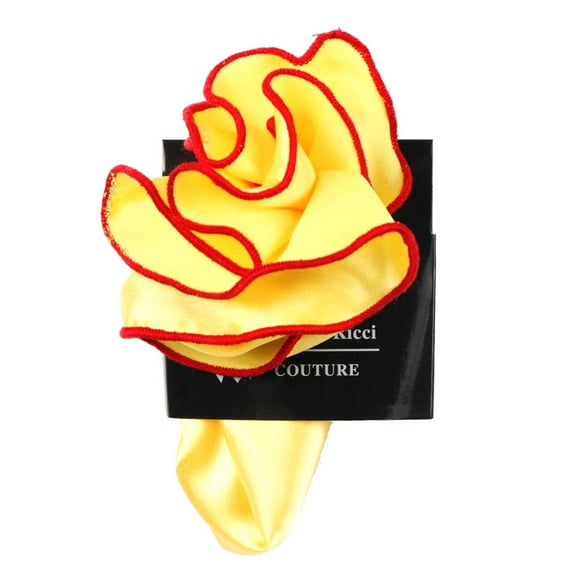 PS-Z-RD-95 - Round Pocket Square Accessory - Gold Red