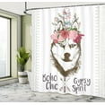 thumbnail image 5 of Ambesonne Aztec Shower Curtain, Flowers Feathers Husky, 69"Wx84"L, Multicolor, 5 of 5
