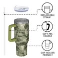 thumbnail image 4 of 40oz Tumbler with Handle and Straw, Vacuum Insulated Stainless Steel Travel Mug, Fits Car Cup Holder, Camo Print, 4 of 6