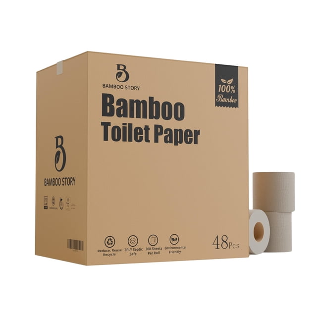 Papel higiénico Bamboo Story 48 Bulk Premium sin blanquear, 3 capas