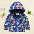 thumbnail image 2 of Zanarzt Raincoat for Toddler Toddler Rain Jacket Kids Cartoon Windbreaker Coat Baby Zip Hooded Outerwear Fall Spring Raincoat Navy,2-3 Years, 2 of 9