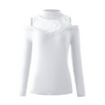 thumbnail image 6 of Odbmxy Long Sleeveshirts for Women White Womens Tops Slim Lace Casual Solid Tops, 6 of 9