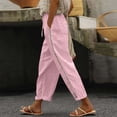 thumbnail image 2 of Miluxas Women's Side Lace Hollow Casual Pants Drawstring High Waist Wide Leg Tapered Pants with Pockets office Streetwear Pink, 2 of 6
