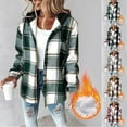 thumbnail image 7 of yardsong Women's Plaid Hooded Shirts Button Down Long Sleeve Flannel Shacket Jacket Fleece Lined Hoodie Casual Trendy Blouse Top 2025 Gray,XXL, 7 of 7