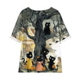 thumbnail image 7 of Godom Halloween T Shirts for Women Oversized Shirt Ghost Graphic Button Casual Short Sleeve Tees, 7 of 7