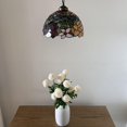 thumbnail image 4 of Tiffany Pendant Lights Plug In Red Orange Stained Glass Rose Flowers LED Bulb Included for Dining Room 12"W*12"D*60"H, 4 of 4