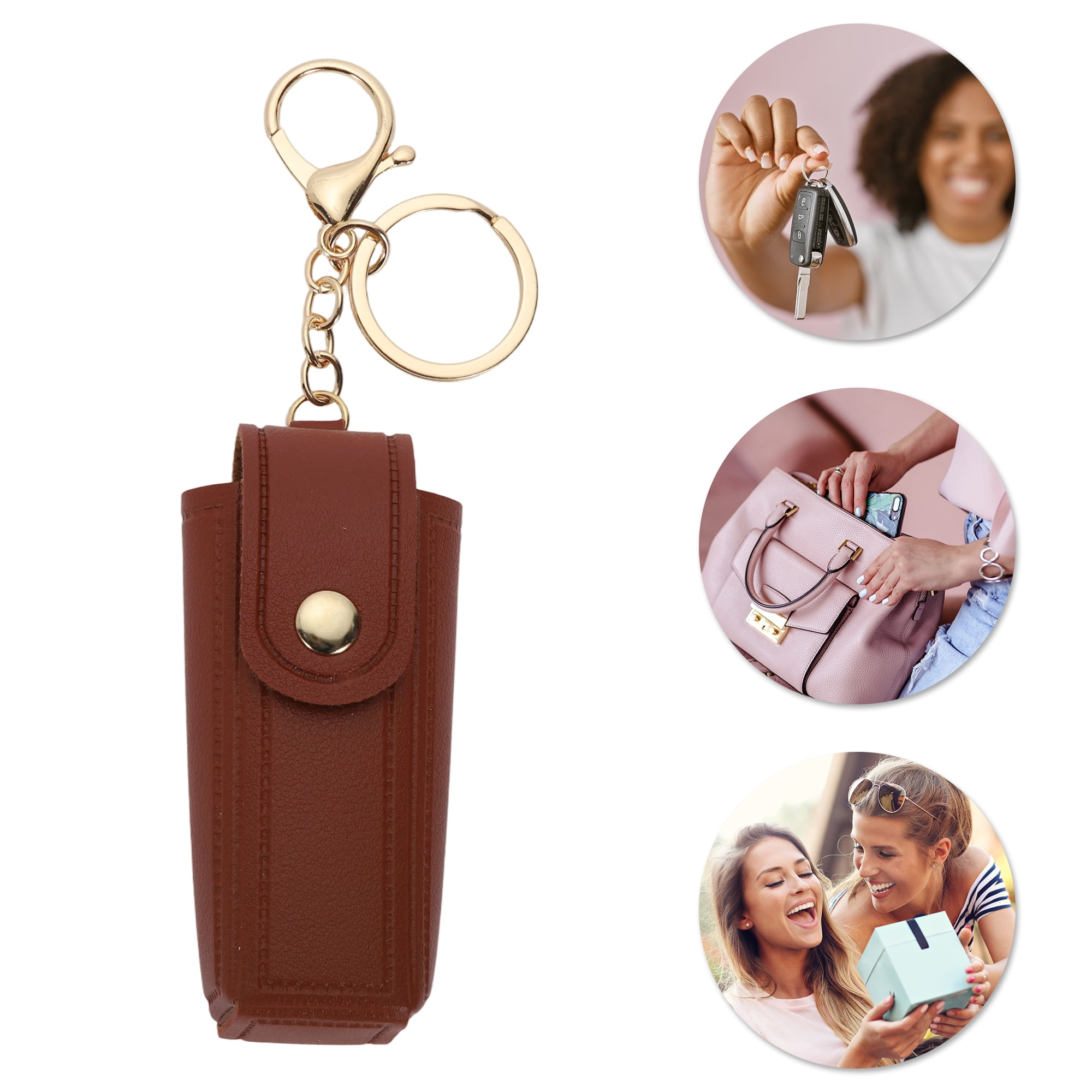Unique Bargains Colorful Lipstick Bag Handbag Charms Keychains 1 Piece Red Coffee Color