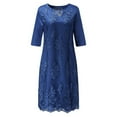thumbnail image 6 of Aboser Women's Dresses of Attending Wedding Formal Dress Vintage Floral Lace Dresses 3/4 Sleeve Crew Neck Dress Cocktail Party Evening Dress, 6 of 6