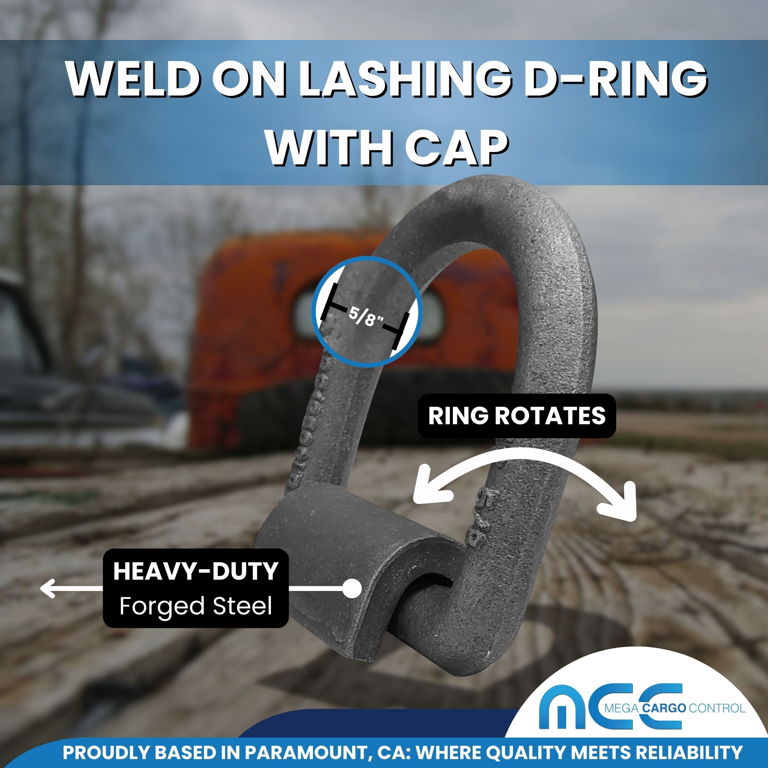 Mega Cargo Control 10 Pack Heavy Duty 5/8" Weld-On D Ring for Flatbed Truck Trailer Tie Down WLL: 6000 lbs