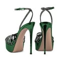 thumbnail image 2 of XYD Women Sexy Rhinestone Caged Peep Toe Ankle Strap Sandals Stilettos Platform High Heel Pumps Fashion Shoes Size 14.5 Green, 2 of 4
