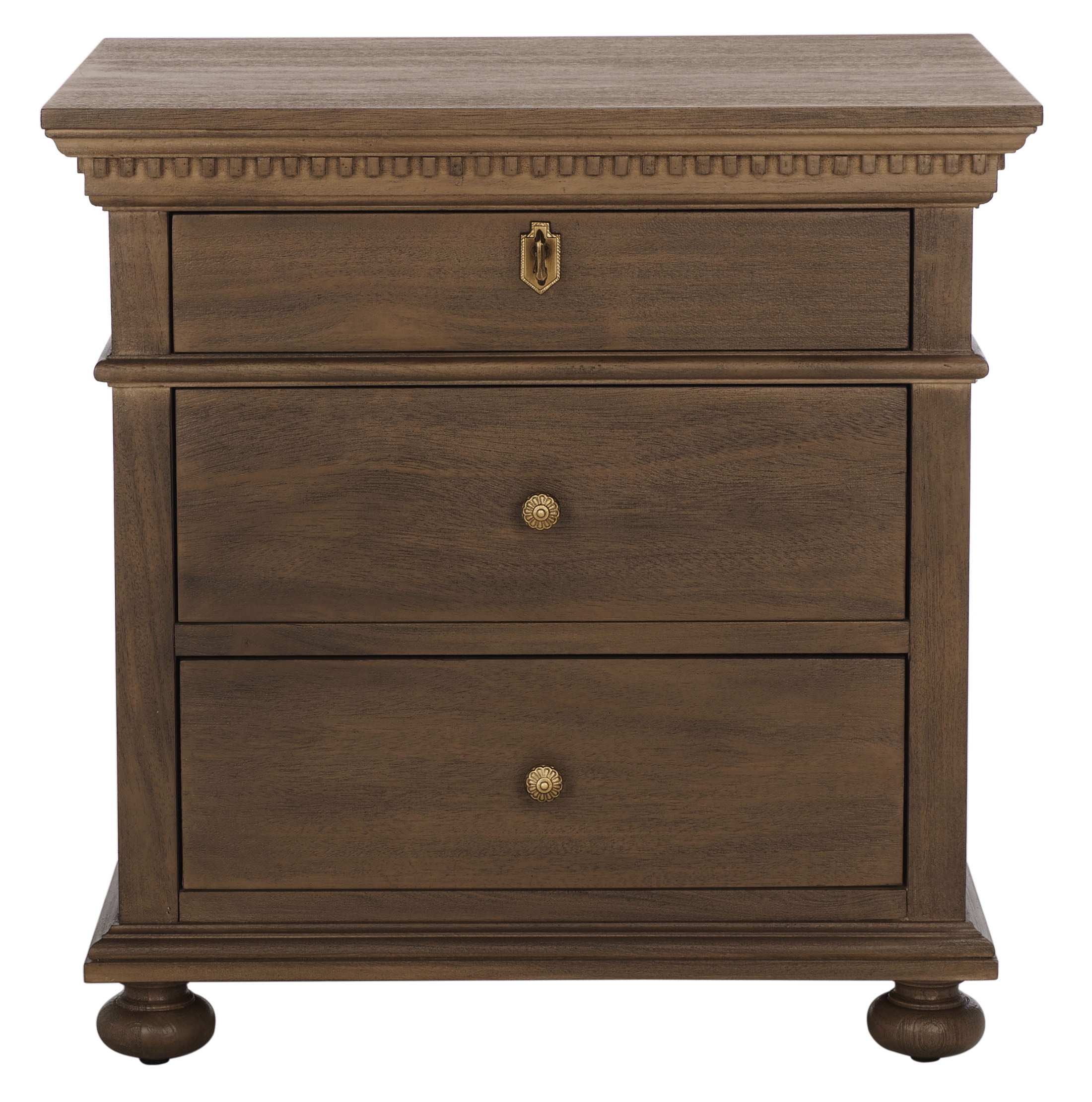 SAFAVIEH Couture Allisyn Glam Nightstand with 3 Drawers, Brown