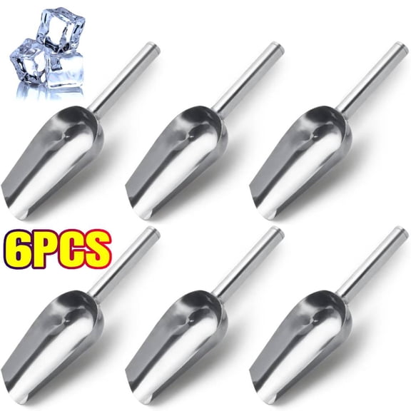 6 Pack 6 Ounce Small Stainless Steel Ice Scoop Metal Mini Candy Little Sugar Cream Scoop for Home Kitchen Food Jars Coffee Beans Bar Buffet