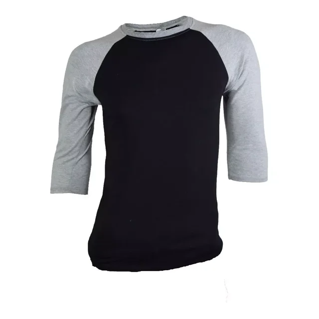 Playera Manga 3/4 Manga Ranglan Hombre Torso Negro A022