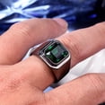 thumbnail image 4 of PAMTIER Men's Stainless Steel Black Plated Ring with Square Green Gem Stone Size 8, 4 of 6