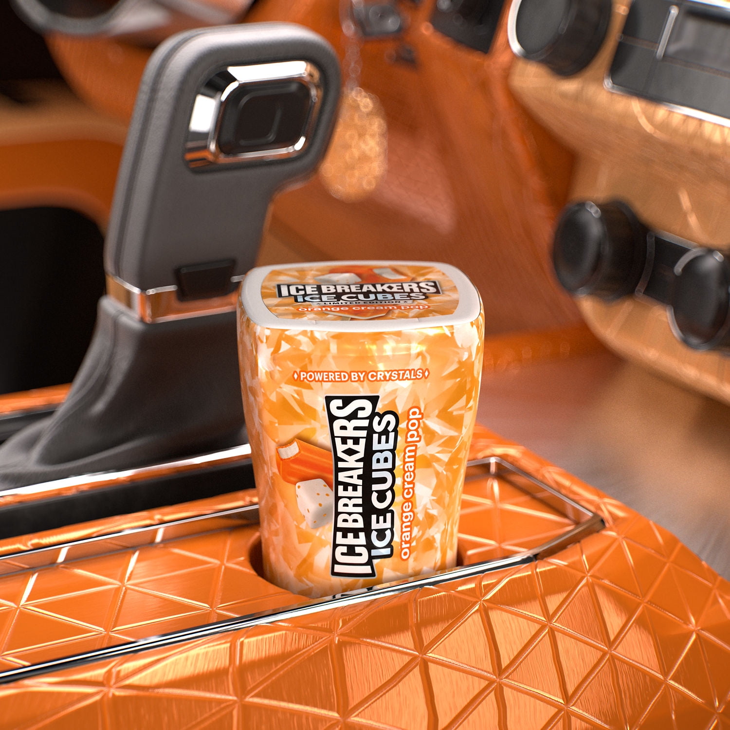 ICE BREAKERS Ice Cubes Orange Cream Pop Sugar Free Chewing Gum Bottle, 3.24 oz