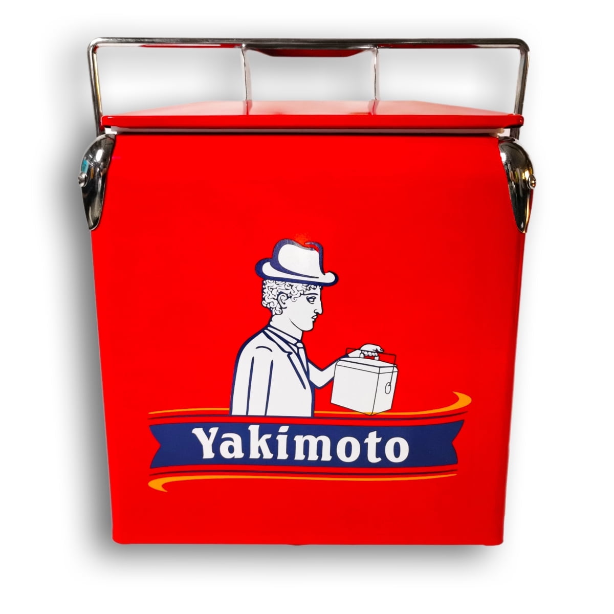 Yakimoto Vintage Metal Cooler, 14QT Retro Ice Chest with Bottle Opener, Red