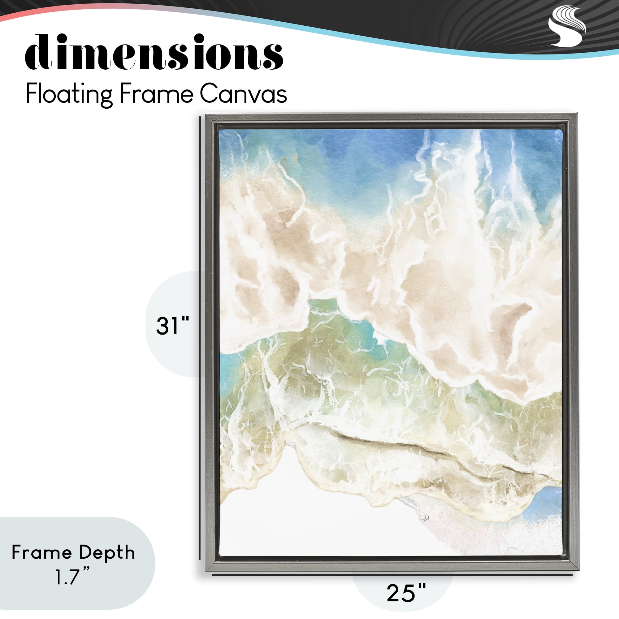Stupell Industries Washed Away Tide Abstract Gray Framed Floater Canvas Wall Art, design by Jesse Keith