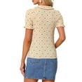 thumbnail image 3 of INSPIRE CHIC Women's Peter Pan Collar T Shirt Textured Stars Button Down Ruffle Top, 3 of 5